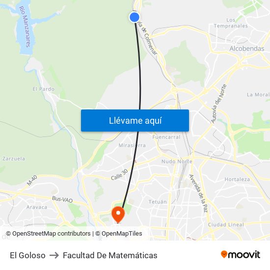 El Goloso to Facultad De Matemáticas map