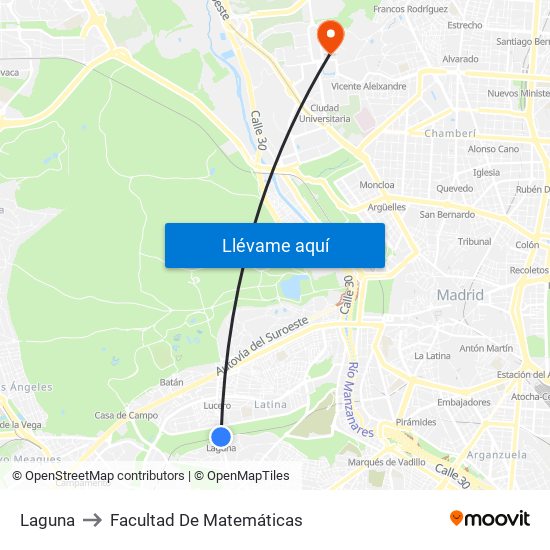 Laguna to Facultad De Matemáticas map