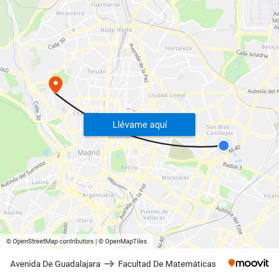 Avenida De Guadalajara to Facultad De Matemáticas map