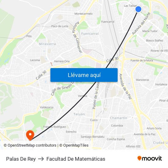 Palas De Rey to Facultad De Matemáticas map