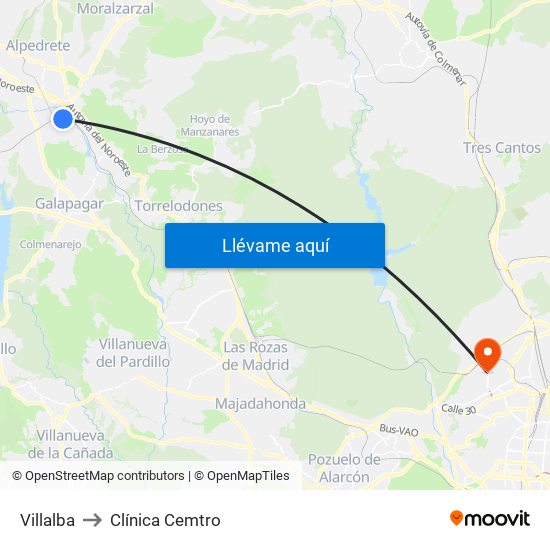 Villalba to Clínica Cemtro map