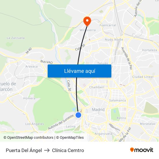 Puerta Del Ángel to Clínica Cemtro map