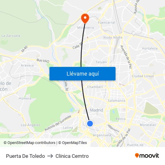 Puerta De Toledo to Clínica Cemtro map