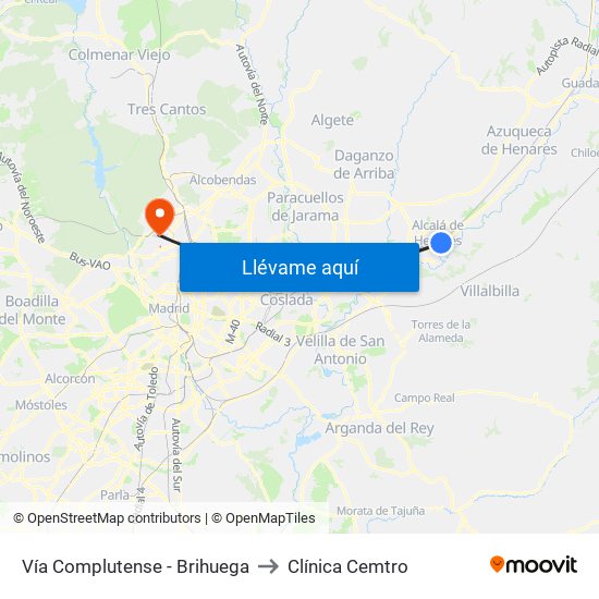 Vía Complutense - Brihuega to Clínica Cemtro map