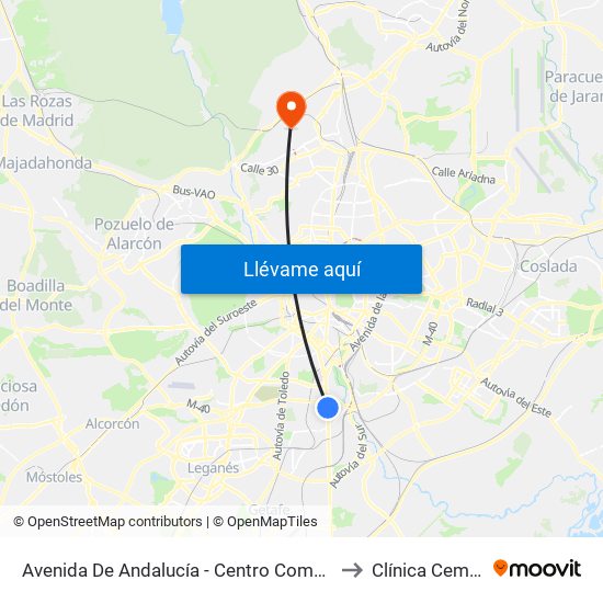 Avenida De Andalucía - Centro Comercial to Clínica Cemtro map
