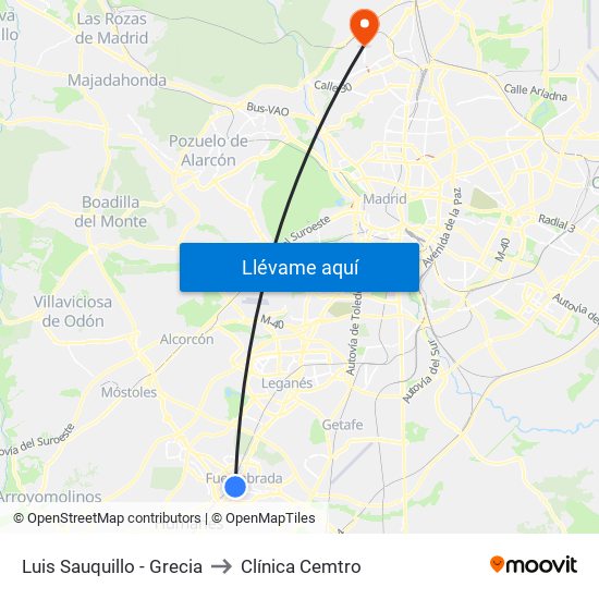 Luis Sauquillo - Grecia to Clínica Cemtro map