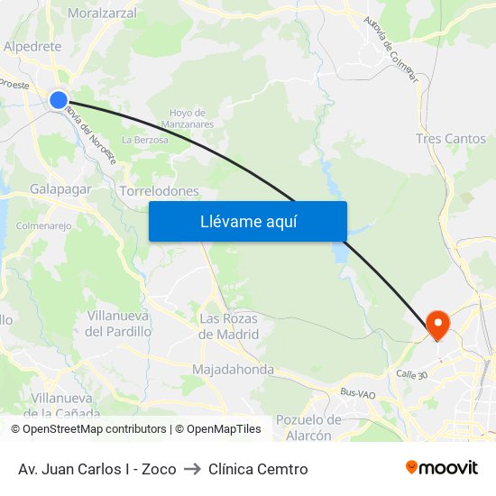 Av. Juan Carlos I - Zoco to Clínica Cemtro map