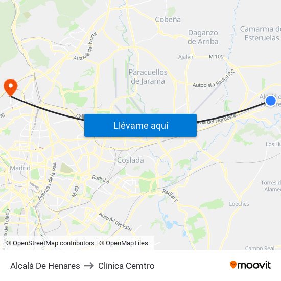 Alcalá De Henares to Clínica Cemtro map