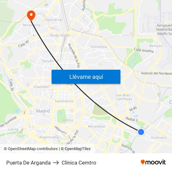 Puerta De Arganda to Clínica Cemtro map