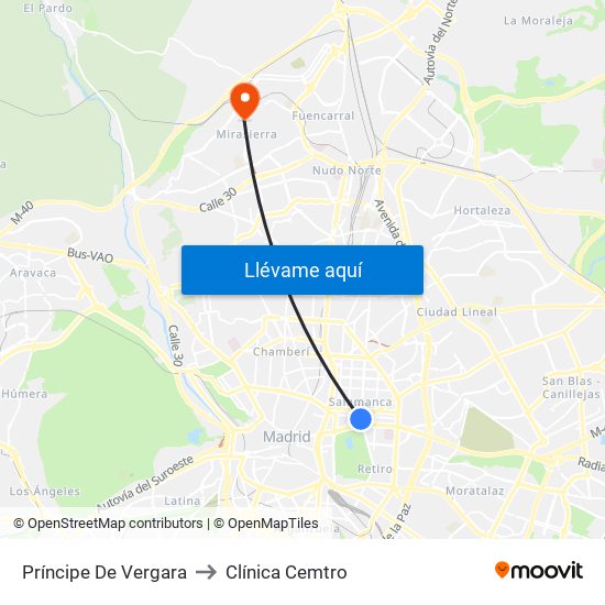 Príncipe De Vergara to Clínica Cemtro map