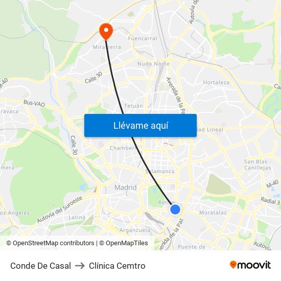 Conde De Casal to Clínica Cemtro map