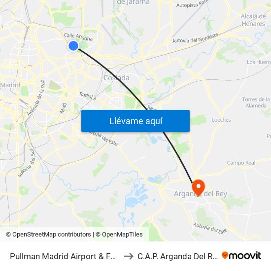 Pullman Madrid Airport & Feria to C.A.P. Arganda Del Rey map