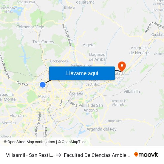 Villaamil - San Restituto to Facultad De Ciencias Ambientales map
