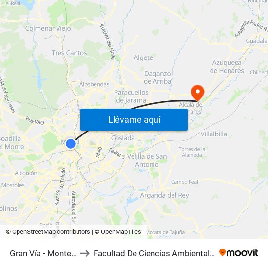 Gran Vía - Montera to Facultad De Ciencias Ambientales map