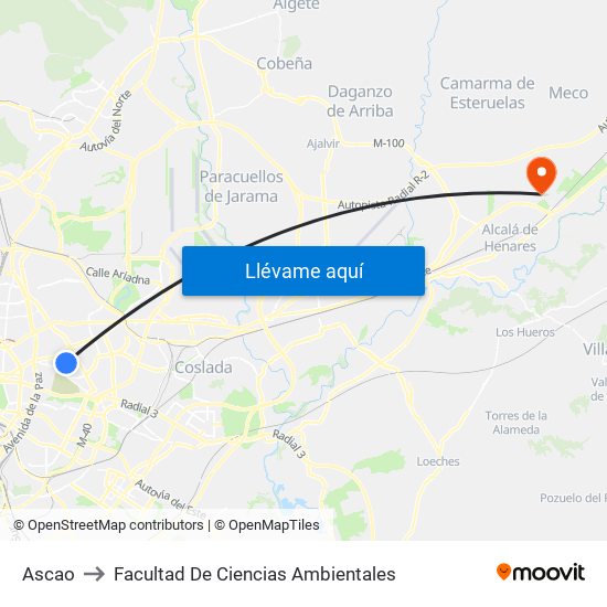 Ascao to Facultad De Ciencias Ambientales map