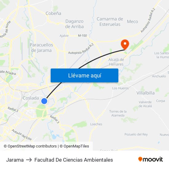 Jarama to Facultad De Ciencias Ambientales map