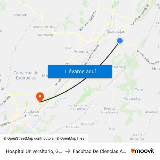 Hospital Universitario, Guadalajara to Facultad De Ciencias Ambientales map