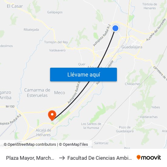 Plaza Mayor, Marchamalo to Facultad De Ciencias Ambientales map