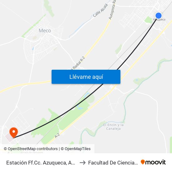 Estación Ff.Cc. Azuqueca, Azuqueca De Henares to Facultad De Ciencias Ambientales map