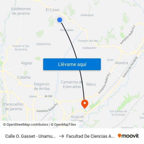 Calle O. Gasset - Unamuno, El Casar to Facultad De Ciencias Ambientales map