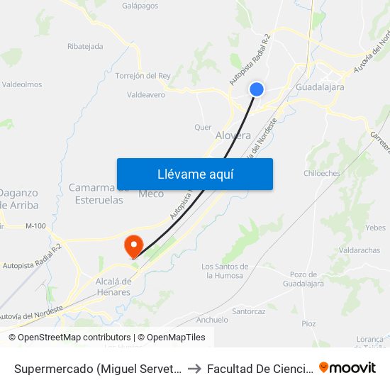 Supermercado (Miguel Servet), Cabanillas Del Campo to Facultad De Ciencias Ambientales map