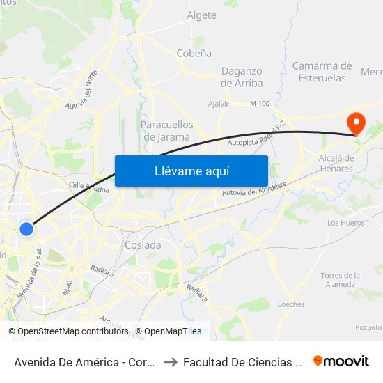 Avenida De América - Corazón De María to Facultad De Ciencias Ambientales map