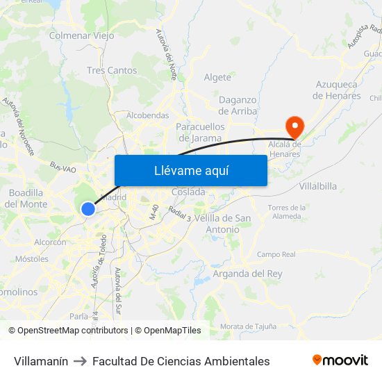 Villamanín to Facultad De Ciencias Ambientales map