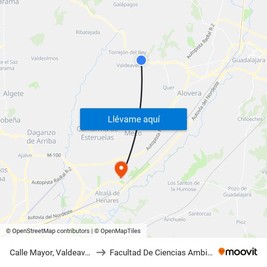 Calle Mayor, Valdeaveruelo to Facultad De Ciencias Ambientales map