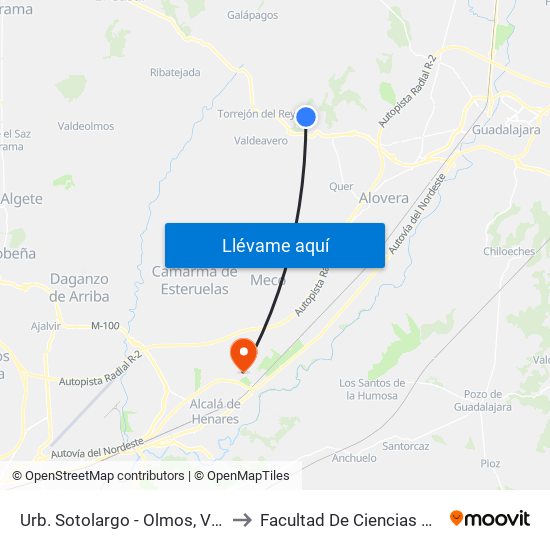 Urb. Sotolargo - Olmos, Valdeaveruelo to Facultad De Ciencias Ambientales map