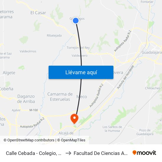 Calle Cebada - Colegio, Galápagos to Facultad De Ciencias Ambientales map