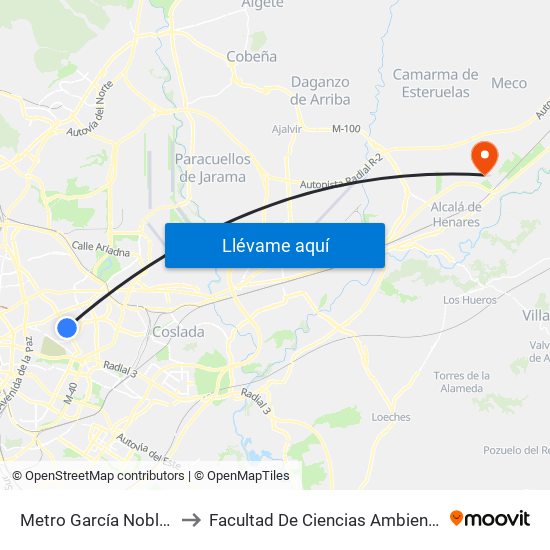 Metro García Noblejas to Facultad De Ciencias Ambientales map