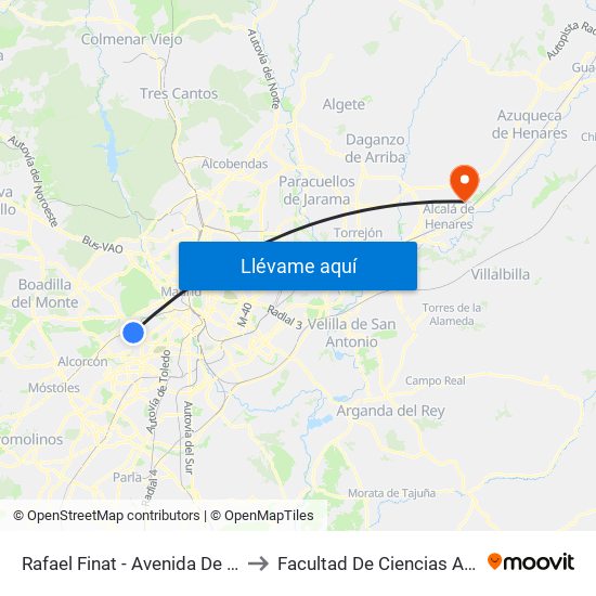 Rafael Finat - Avenida De Las Águilas to Facultad De Ciencias Ambientales map