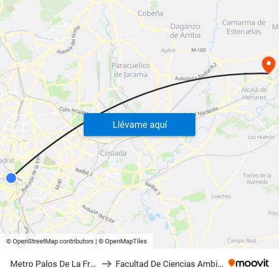 Metro Palos De La Frontera to Facultad De Ciencias Ambientales map