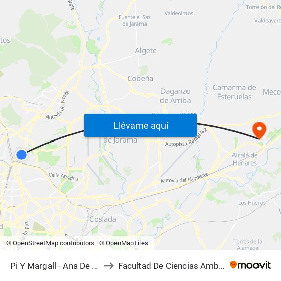 Pi Y Margall - Ana De Austria to Facultad De Ciencias Ambientales map