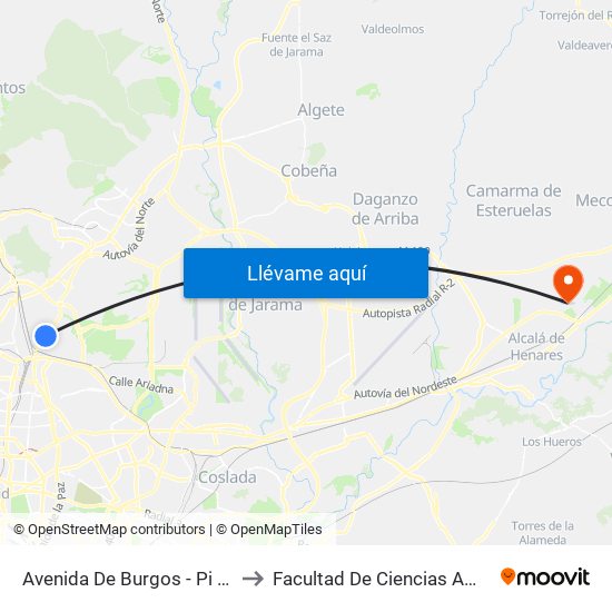 Avenida De Burgos - Pi Y Margall to Facultad De Ciencias Ambientales map
