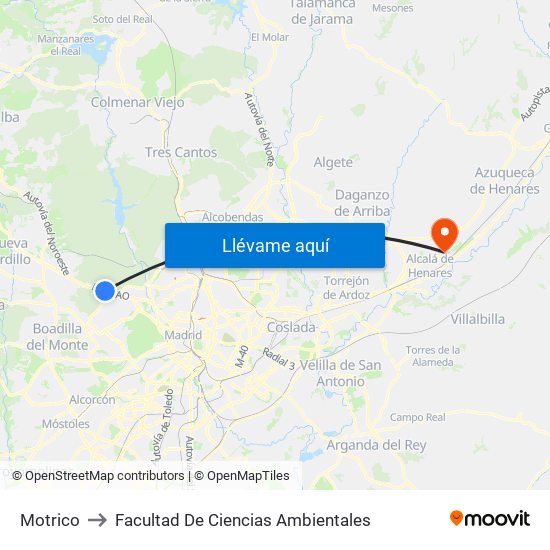 Motrico to Facultad De Ciencias Ambientales map