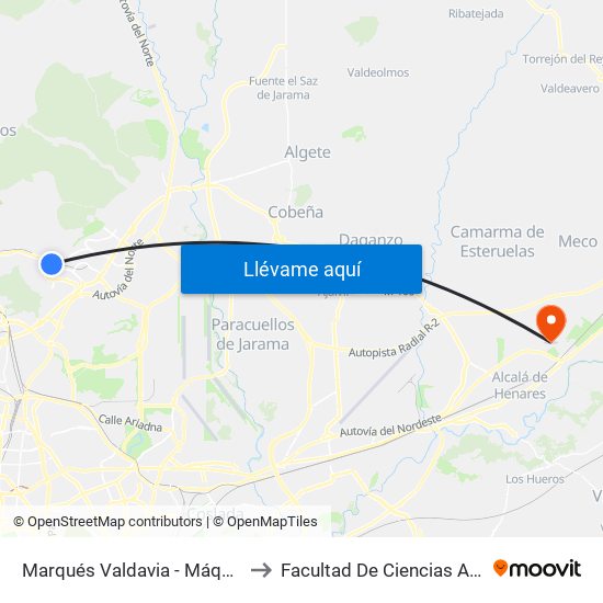 Marqués Valdavia - Máquina Del Tren to Facultad De Ciencias Ambientales map