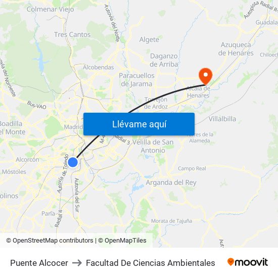 Puente Alcocer to Facultad De Ciencias Ambientales map