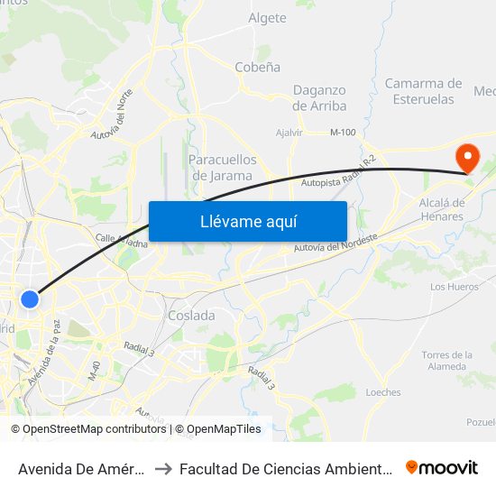 Avenida De América to Facultad De Ciencias Ambientales map