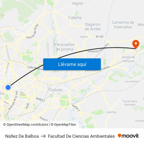 Núñez De Balboa to Facultad De Ciencias Ambientales map
