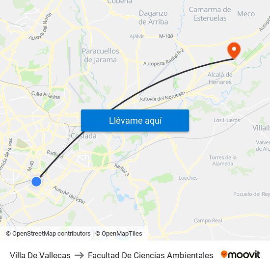 Villa De Vallecas to Facultad De Ciencias Ambientales map