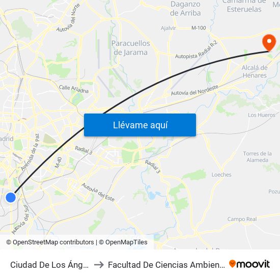 Ciudad De Los Ángeles to Facultad De Ciencias Ambientales map