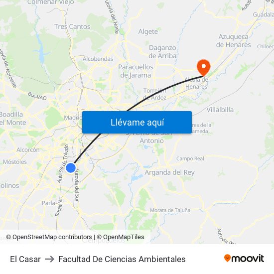 El Casar to Facultad De Ciencias Ambientales map