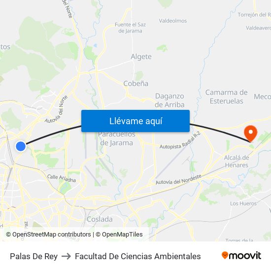 Palas De Rey to Facultad De Ciencias Ambientales map