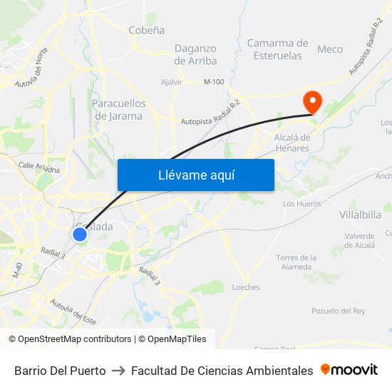 Barrio Del Puerto to Facultad De Ciencias Ambientales map