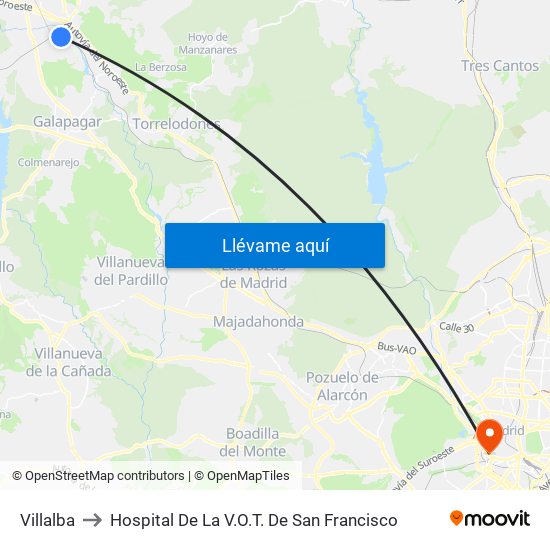 Villalba to Hospital De La V.O.T. De San Francisco map