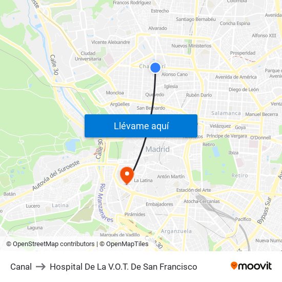 Canal to Hospital De La V.O.T. De San Francisco map