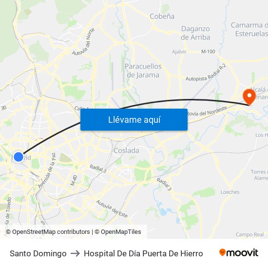 Santo Domingo to Hospital De Día Puerta De Hierro map