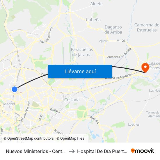 Nuevos Ministerios - Centro Comercial to Hospital De Día Puerta De Hierro map