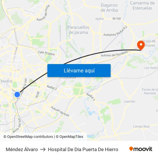 Méndez Álvaro to Hospital De Día Puerta De Hierro map